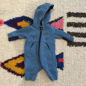 Warm, hooded, baby onsie